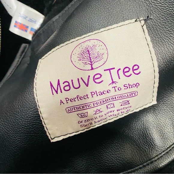 Black Leather Shearling Motorcycle Jacket Size Medium - Picture 4 of 7